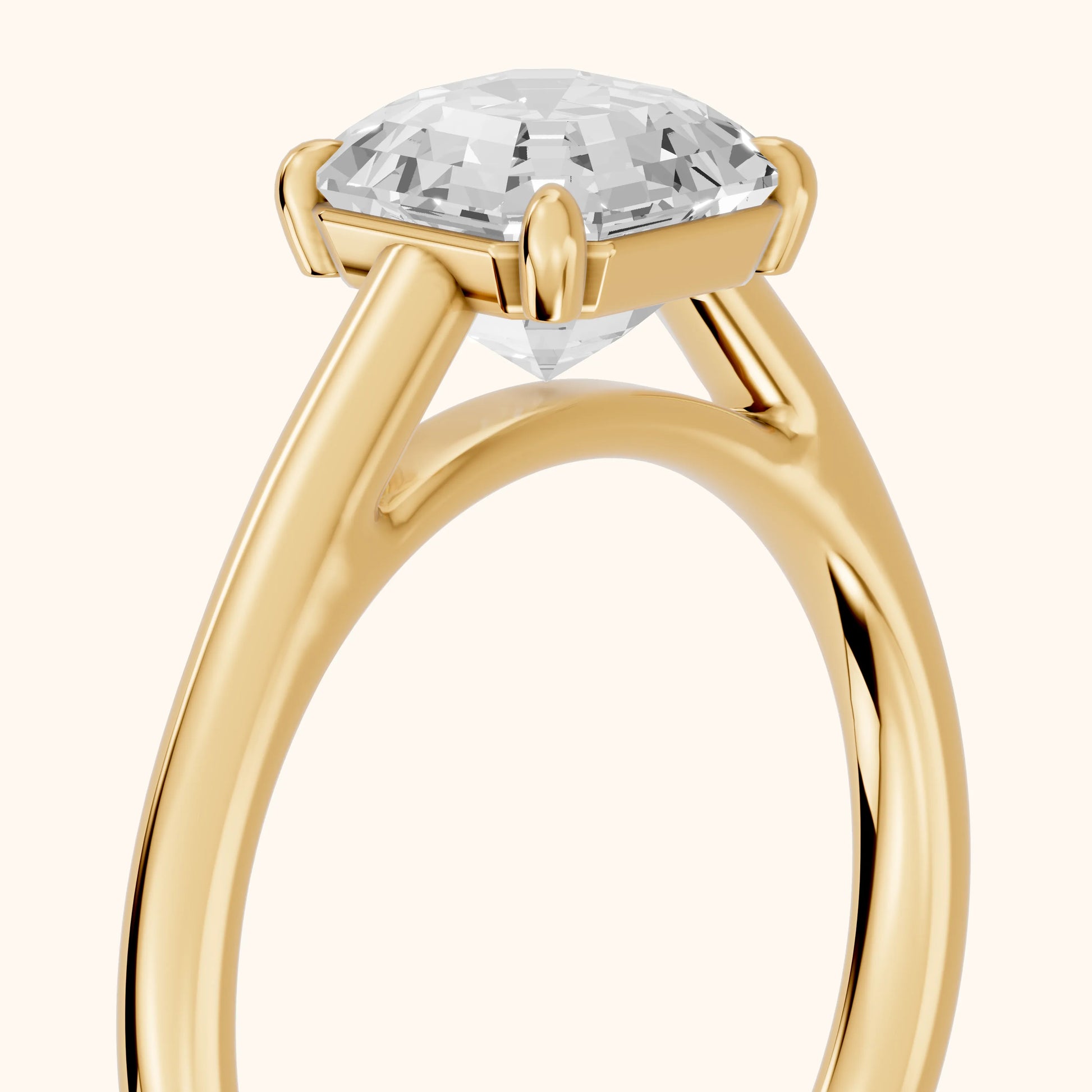 Sadie Cathedral Solitaire Asscher Diamond Ring in Yellow Gold - slant-view.webp