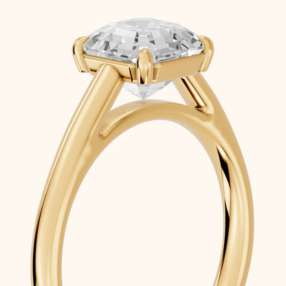 Sadie Cathedral Solitaire Asscher Diamond Ring in Yellow Gold - slant-view.webp