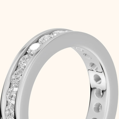 Ayana Channel Set Round Diamond Eternity Band in Silver - slant-view