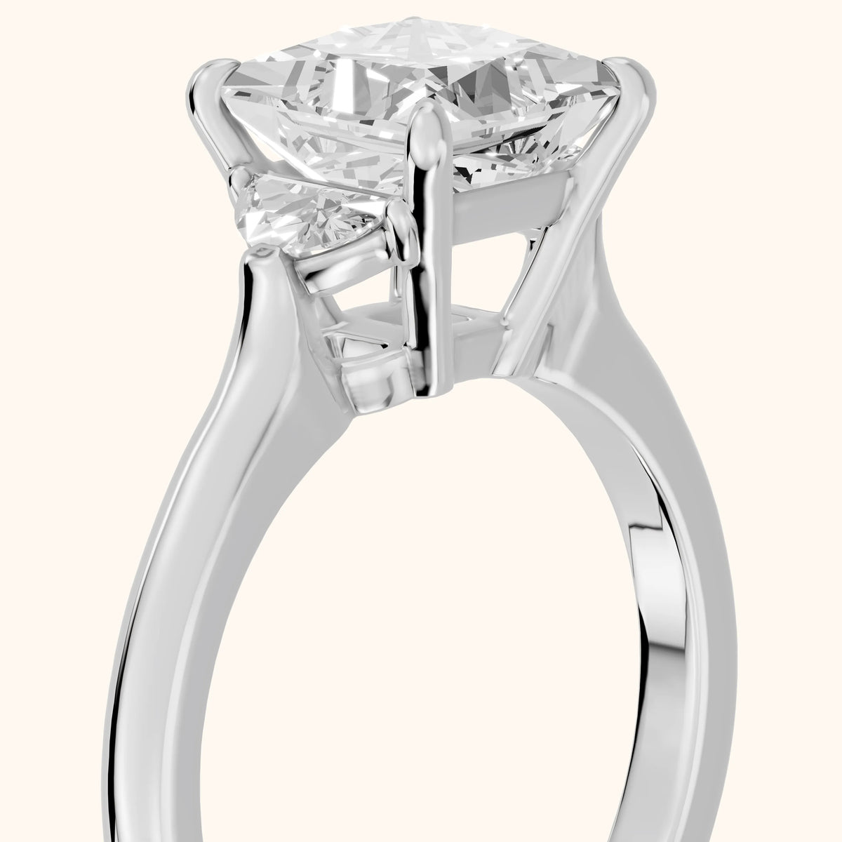 Hilary Half-Moon Three-Stone Princess Diamond Engagement Ring in Silver - slant-view.webp