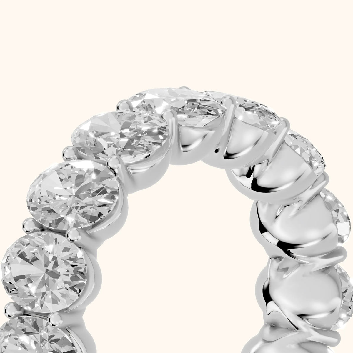 Flavia Shared Prong Oval Diamond Eternity Band in Platinum - slant-view