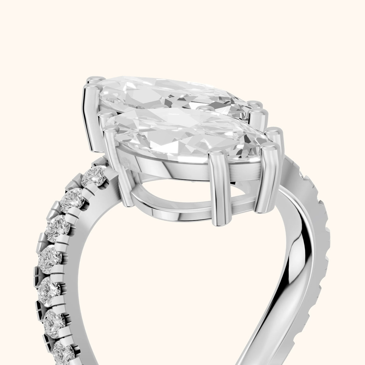 Lottie Two-Stone Bypass Marquise Diamond Engagement Ring in White Gold - slant-view.webp