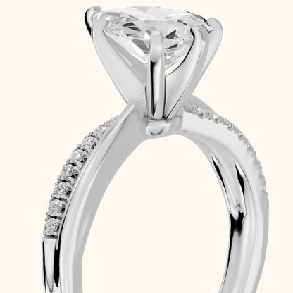 Alida Split Shank Pavé Pear Diamond Engagement Ring in Platinum - slant-view.webp