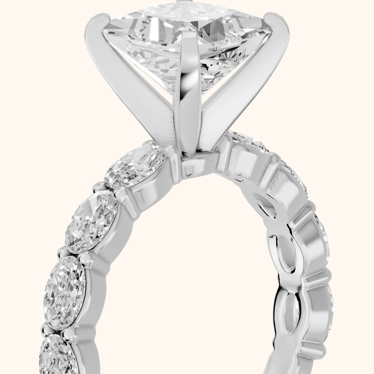 Isobel East-West Pavé Princess Diamond Engagement Ring in White Gold - slant-view.webp