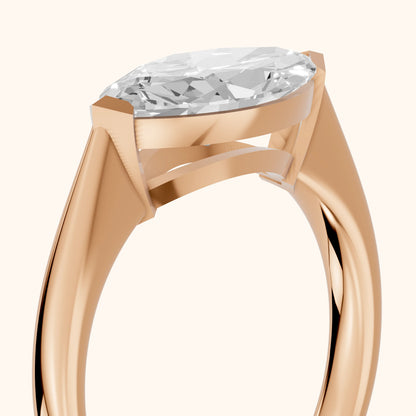Magnolia East-West Marquise Diamond Engagement Ring in Rose Gold - slant-view.webp