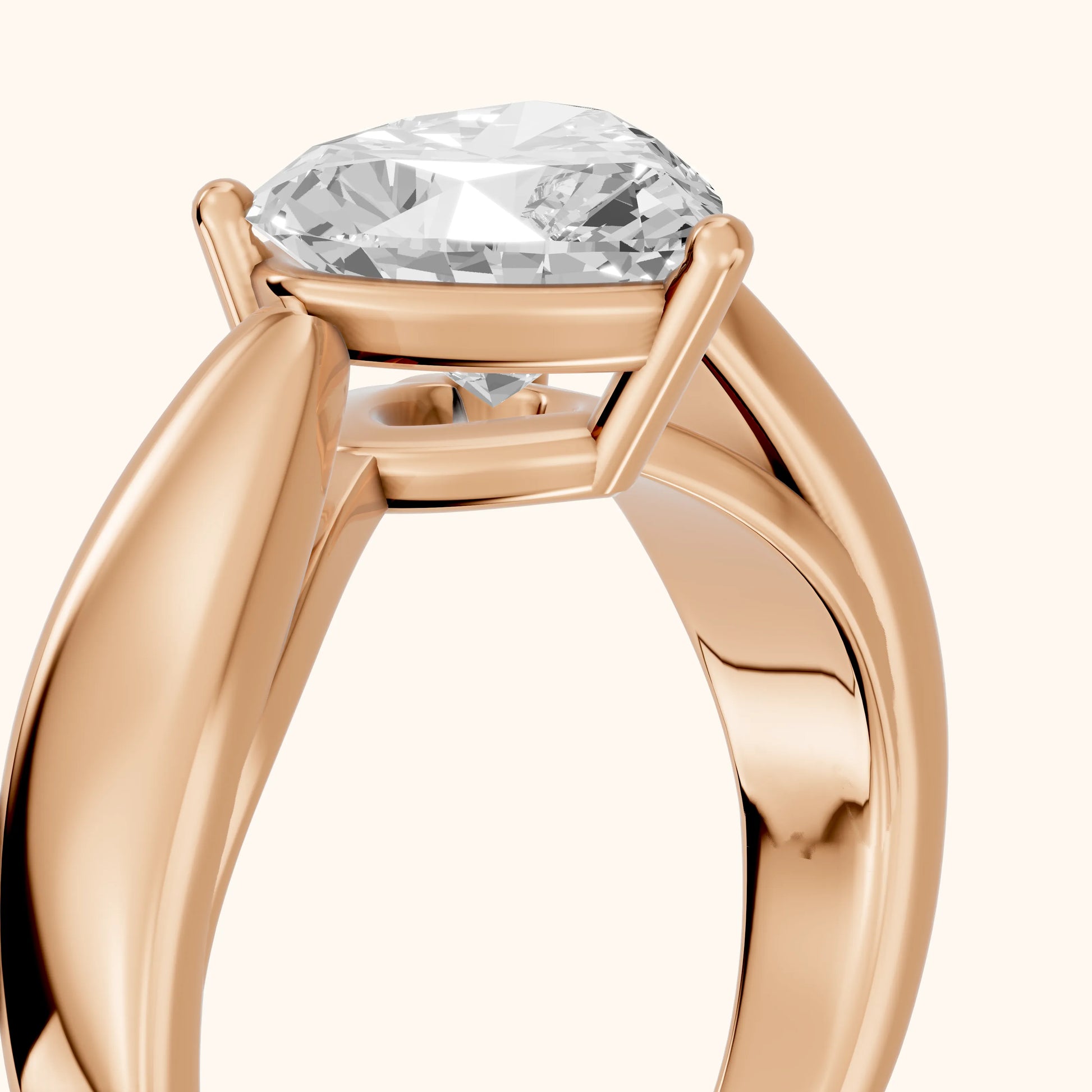Talia Solitaire Twist Heart Diamond Engagement Ring in Rose Gold - slant-view.webp