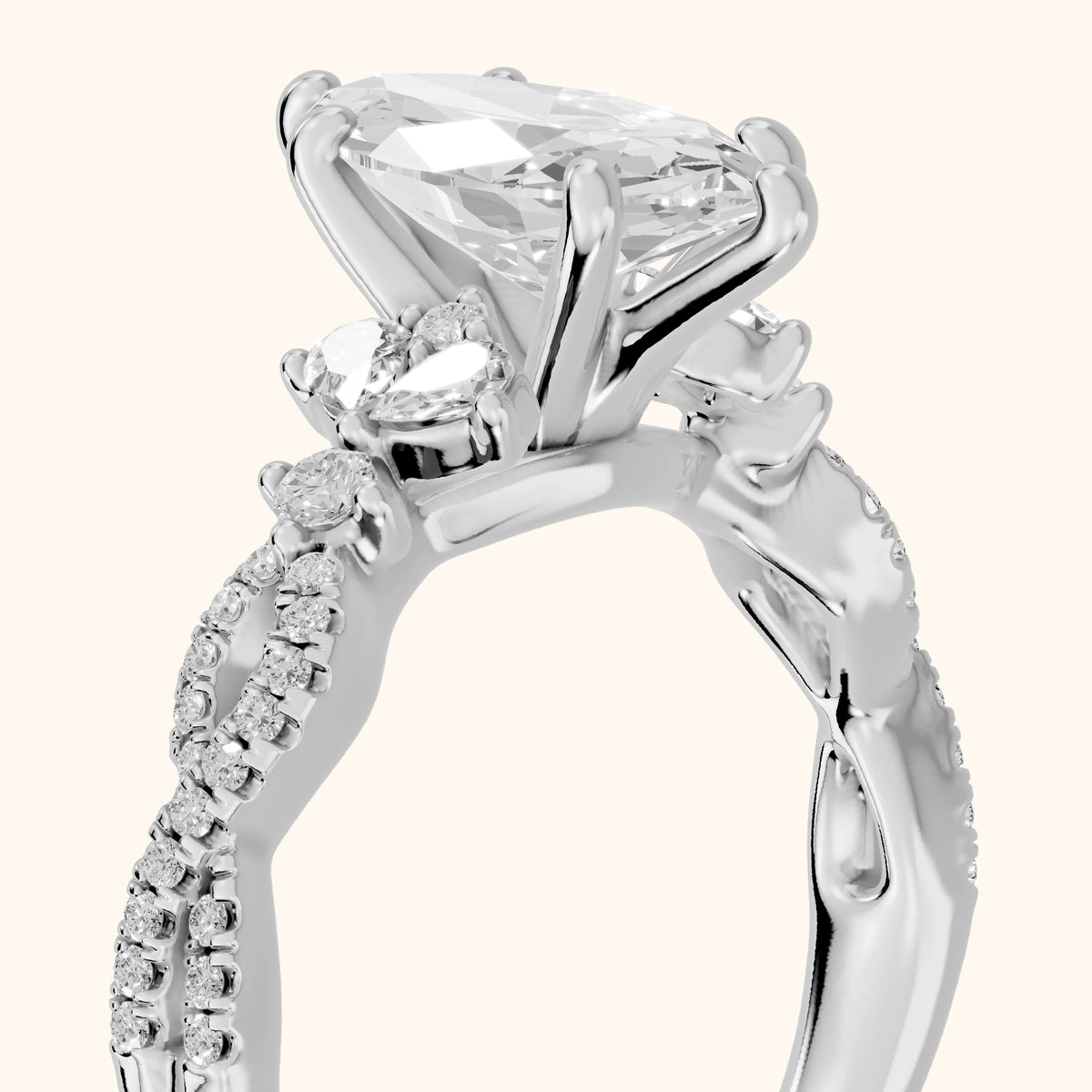 Neva Infinity Twist Marquise Diamond Engagement Ring in Silver - slant-view.webp