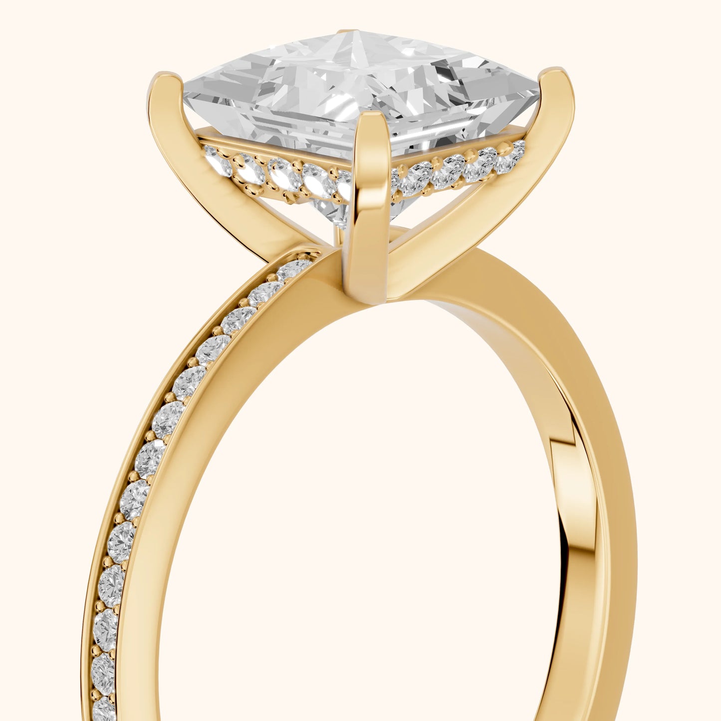 Naia Hidden Halo Princess Diamond Ring in Yellow Gold - slant-view.webp