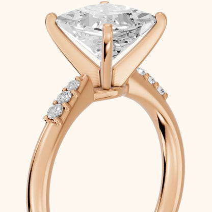 Aveline Flush-Set Princess Diamond Engagement Ring in Rose Gold - slant-view.webp