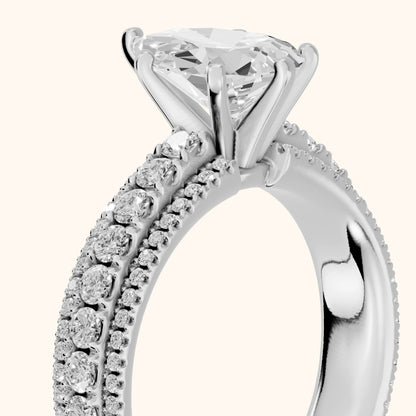 Oona Wide Band Pavé Pear Diamond Engagement Ring in White Gold - slant-view.webp