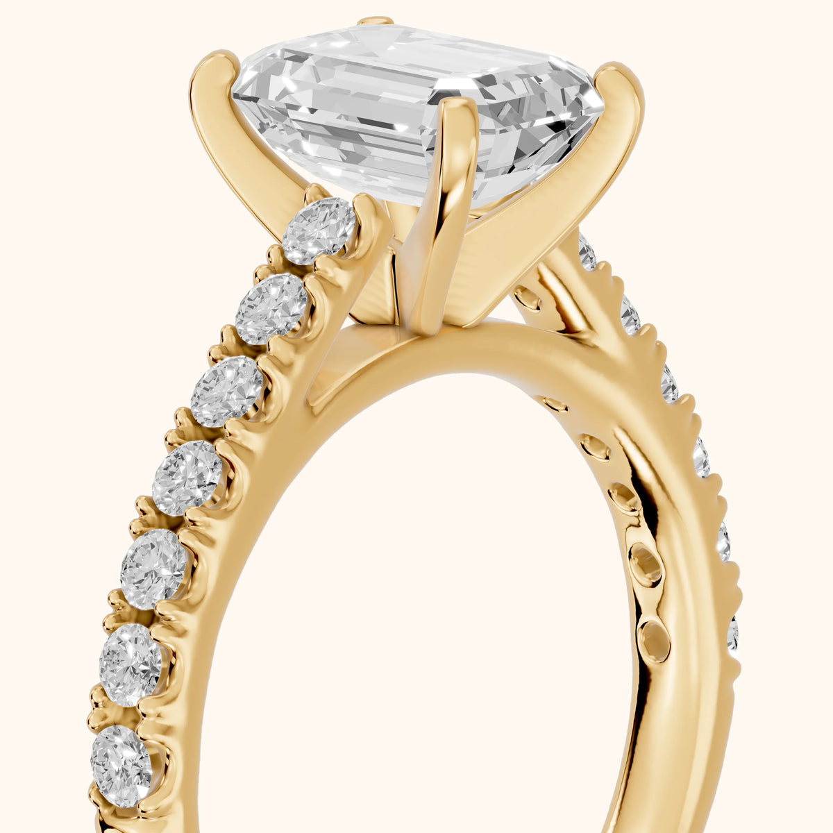 Keira Statement Pavé Emerald Diamond Engagement Ring in Yellow Gold - slant-view.webp
