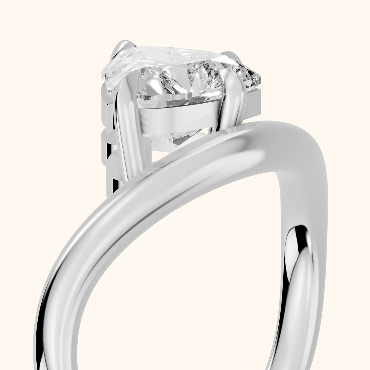 Katherine East-West Bypass Heart Diamond Engagement Ring in White Gold - slant-view.webp