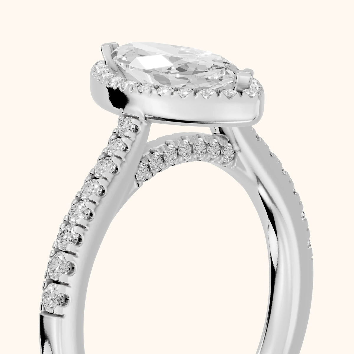 Pasco Halo Micropavé Marquise Diamond Engagement Ring in Silver - slant-view.webp