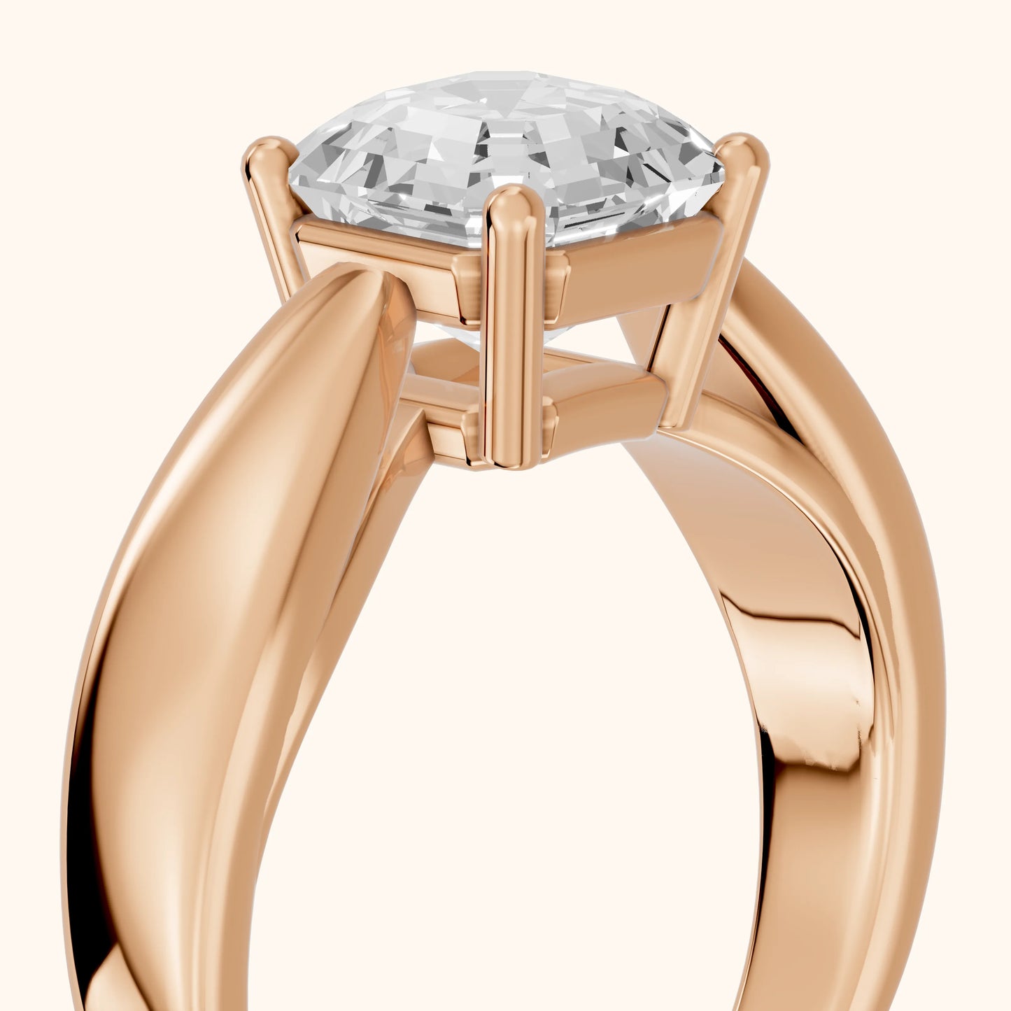 Talia Solitaire Twist Asscher Diamond Engagement Ring in Rose Gold - slant-view.webp