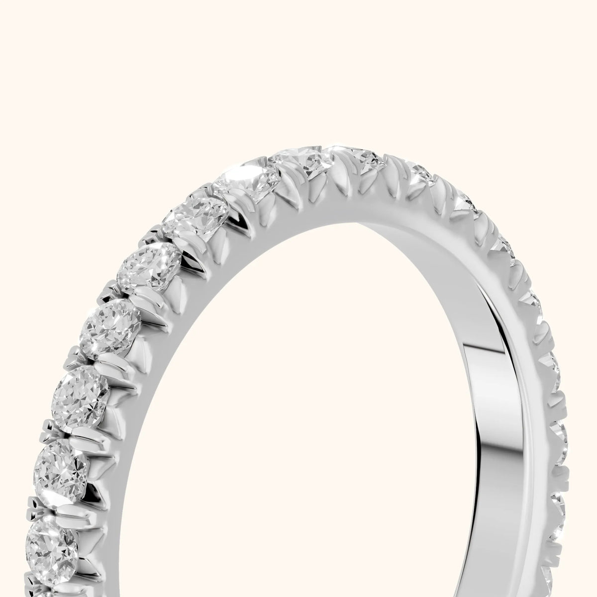 Lani French Pavé Round Diamond Eternity Band in White Gold - slant-view