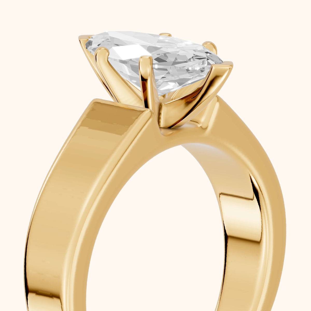 Susannah Wide Band Solitaire Marquise Diamond Engagement Ring in Yellow Gold - slant-view.webp