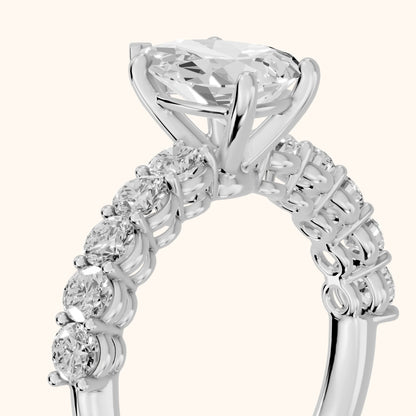Sterling Statement Pavé Pear Diamond Engagement Ring in Platinum - slant-view.webp