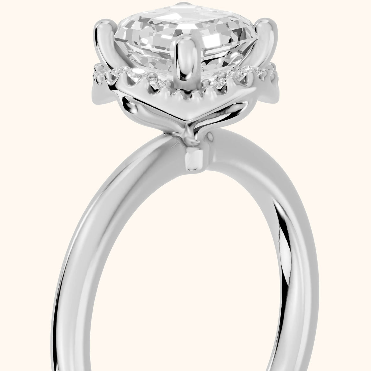 Elgin Halo Micropavé Asscher Diamond Engagement Ring in Silver - slant-view.webp