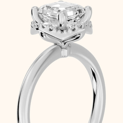Elgin Halo Micropavé Asscher Diamond Engagement Ring in Silver - slant-view.webp
