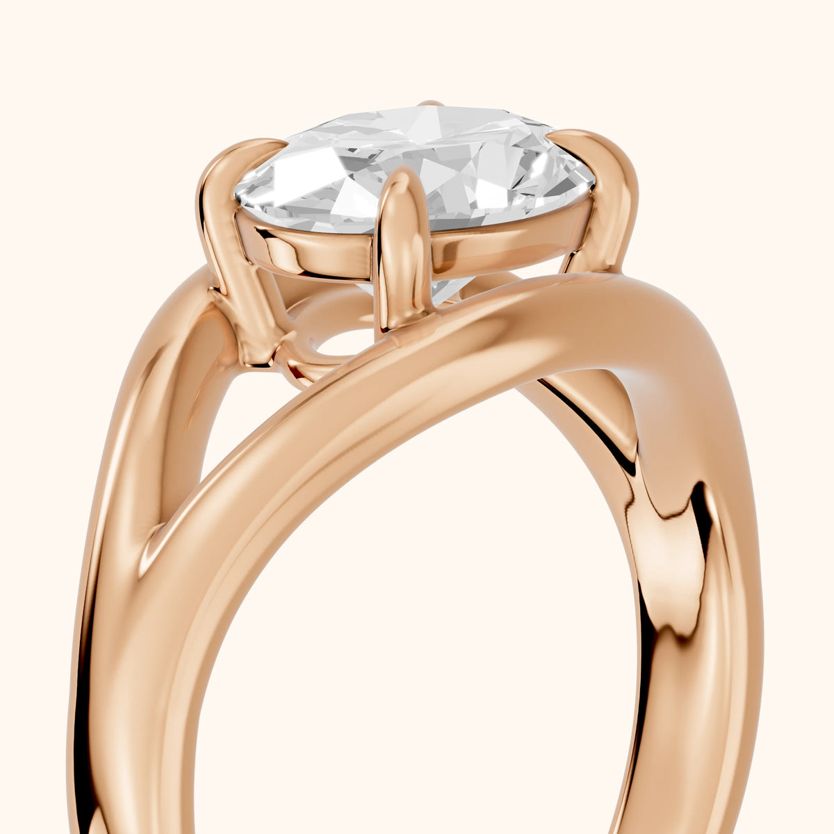 Madeleine Split Shank Oval Diamond Engagement Ring in Rose Gold - slant-view.webp