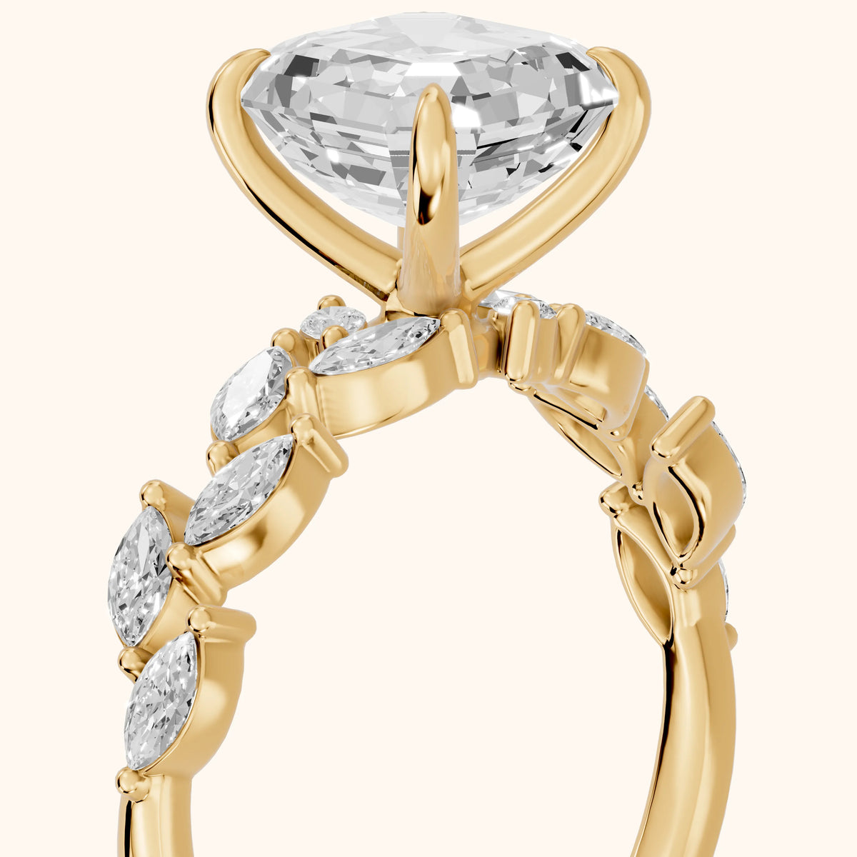 Mirella Laurel Asscher Diamond Engagement Ring in Yellow Gold - slant-view.webp