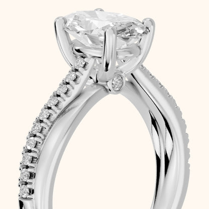Loma Bypass Pavé Oval Diamond Engagement Ring in Silver - slant-view.webp