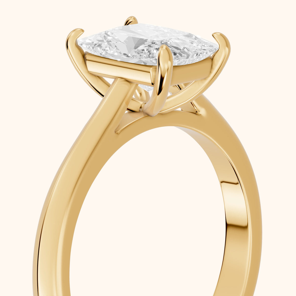 Kalia Knife Edge Solitaire Radiant Diamond Engagement Ring in Yellow Gold - slant-view.webp