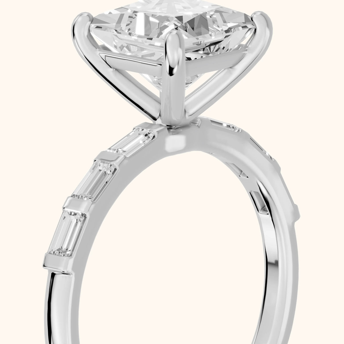 Bailey Baguette Princess Diamond Engagement Ring in White Gold - slant-view.webp