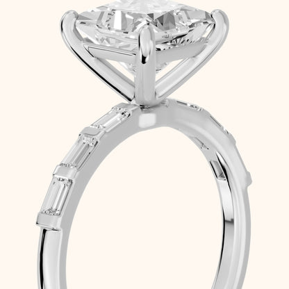 Bailey Baguette Princess Diamond Engagement Ring in White Gold - slant-view.webp