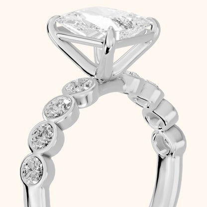 Edie Beaded Bezel Radiant Diamond Engagement Ring in Silver - slant-view.webp