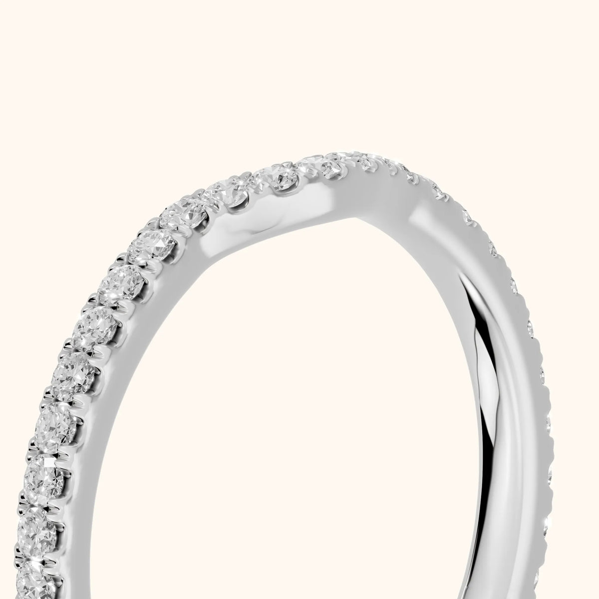 Helene Curved Round Diamond Half Eternity Band in Platinum - slant-view