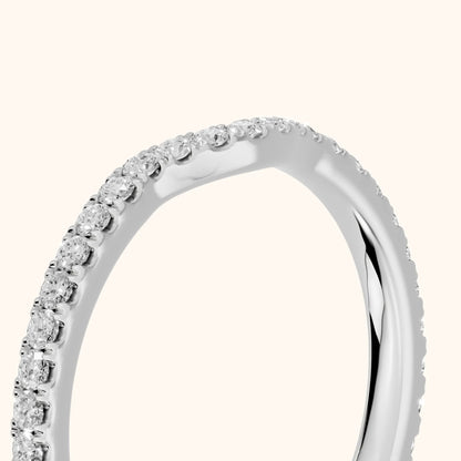 Helene Curved Round Diamond Half Eternity Band in Platinum - slant-view