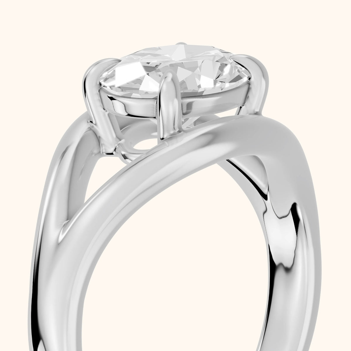 Madeleine Split Shank Oval Diamond Engagement Ring in Silver - slant-view.webp