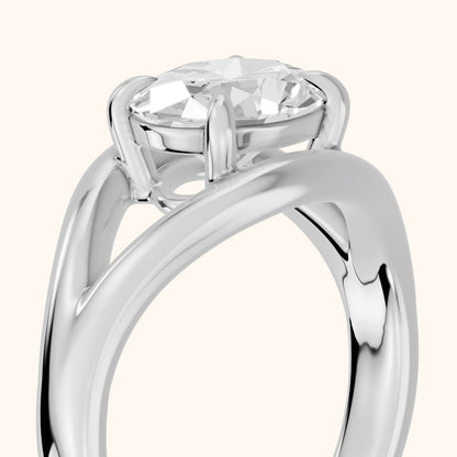 Madeleine Split Shank Oval Diamond Engagement Ring in Silver - slant-view.webp