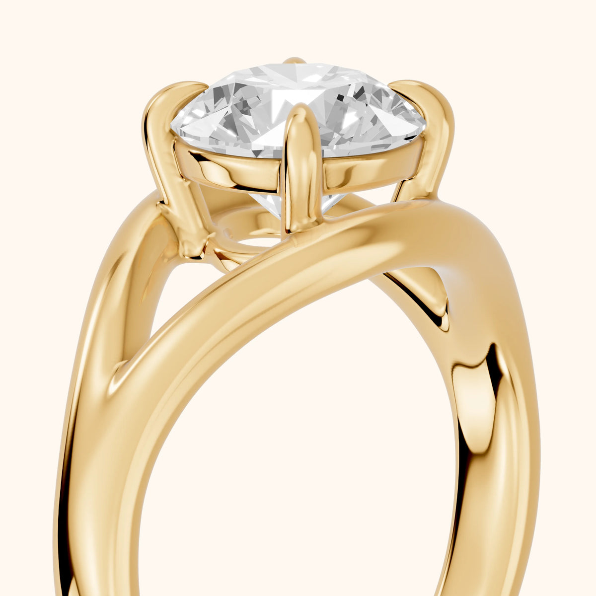 Madeleine Split Shank Round Diamond Engagement Ring in Yellow Gold - slant-view.webp
