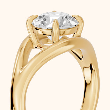 Madeleine Split Shank Round Diamond Engagement Ring in Yellow Gold - slant-view.webp