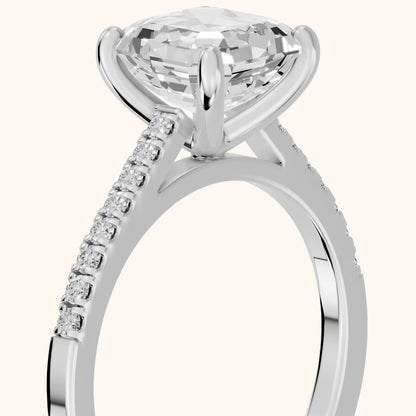 Meg Pavé Asscher Diamond Engagement Ring in Platinum - slant-view.webp