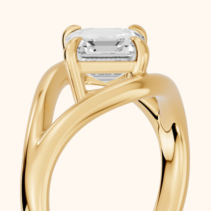 Madeleine Split Shank Asscher Diamond Engagement Ring in Yellow Gold - slant-view.webp