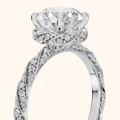 Marcy Twist Halo Round Diamond Engagement Ring in White Gold - slant-view.webp