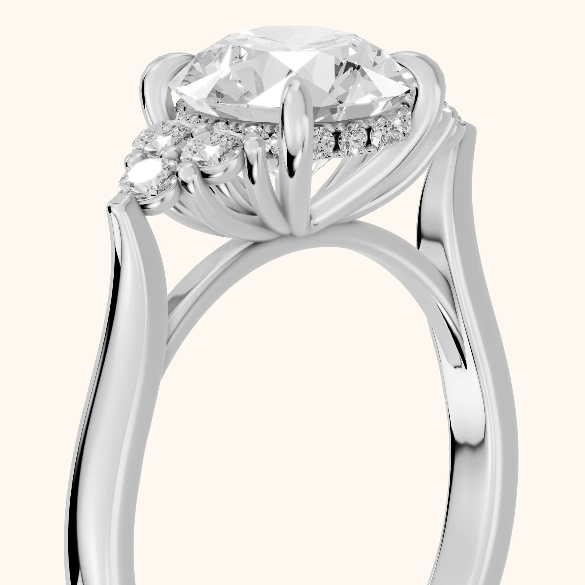 Anya Sidestone Cluster Round Diamond Ring in White Gold - slant-view.webp