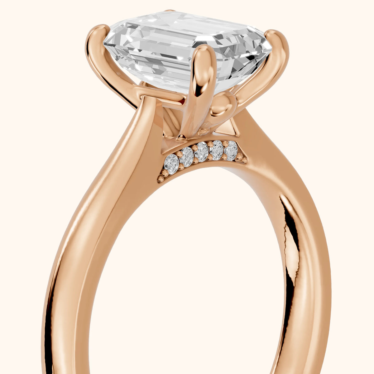 Sofia Cathedral Emerald Diamond Engagement Ring in Rose Gold - slant-view.webp