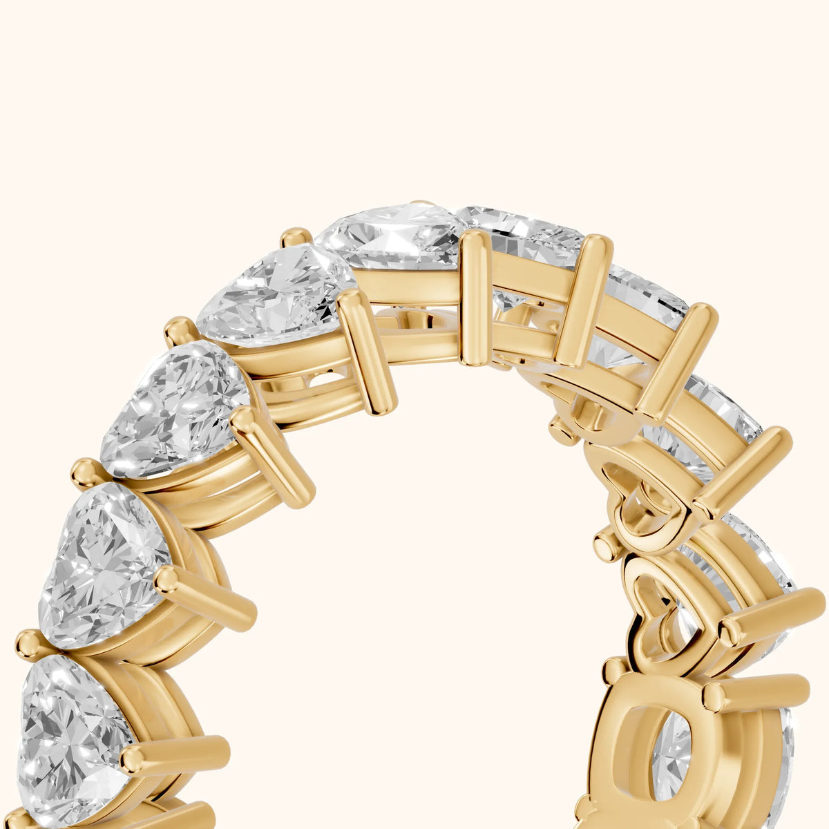 Tova Shared Prong Heart & Cushion Diamond Eternity Band in Yellow Gold - slant-view