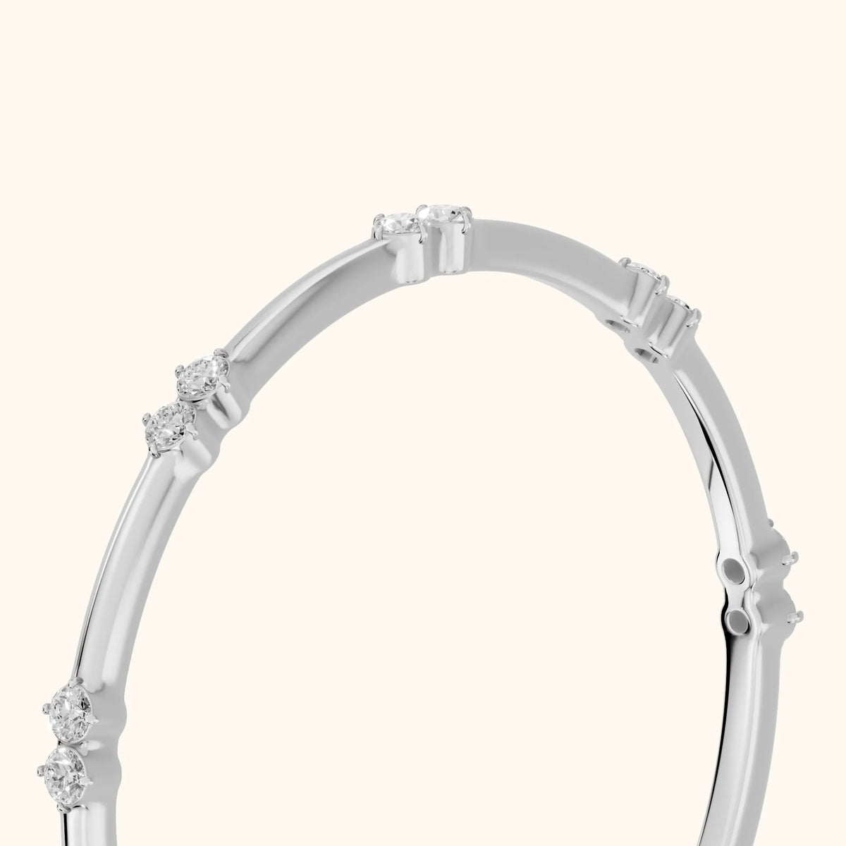 Nyssa Claw Prong Round Diamond Wedding Band in Silver - slant-view