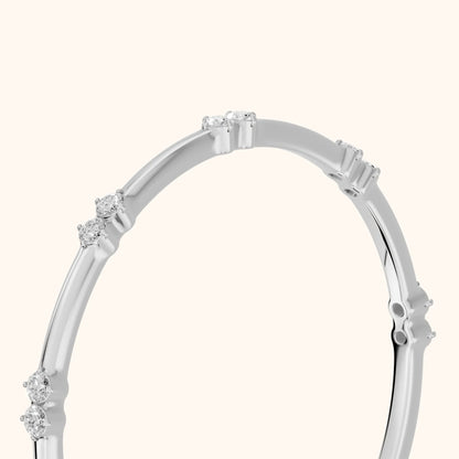 Nyssa Claw Prong Round Diamond Wedding Band in Silver - slant-view