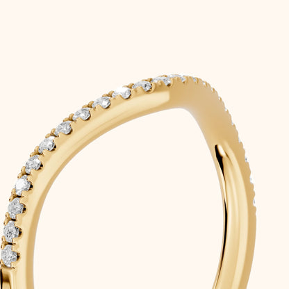 Nila Curved Round Diamond Stackable Ring in Yellow Gold - slant-view