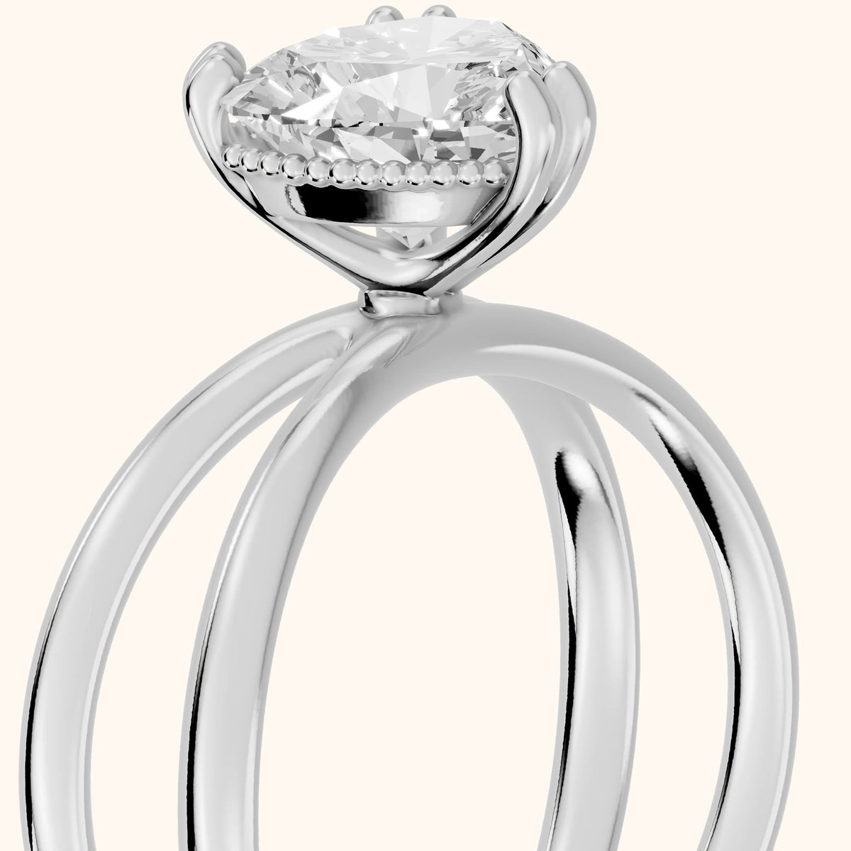 Yvonne Crossover Solitaire Heart Diamond Engagement Ring in Silver - slant-view.webp