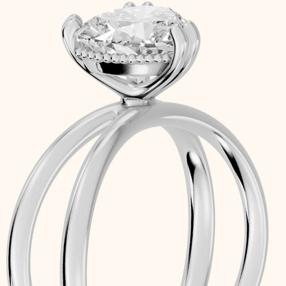 Yvonne Crossover Solitaire Heart Diamond Engagement Ring in Silver - slant-view.webp