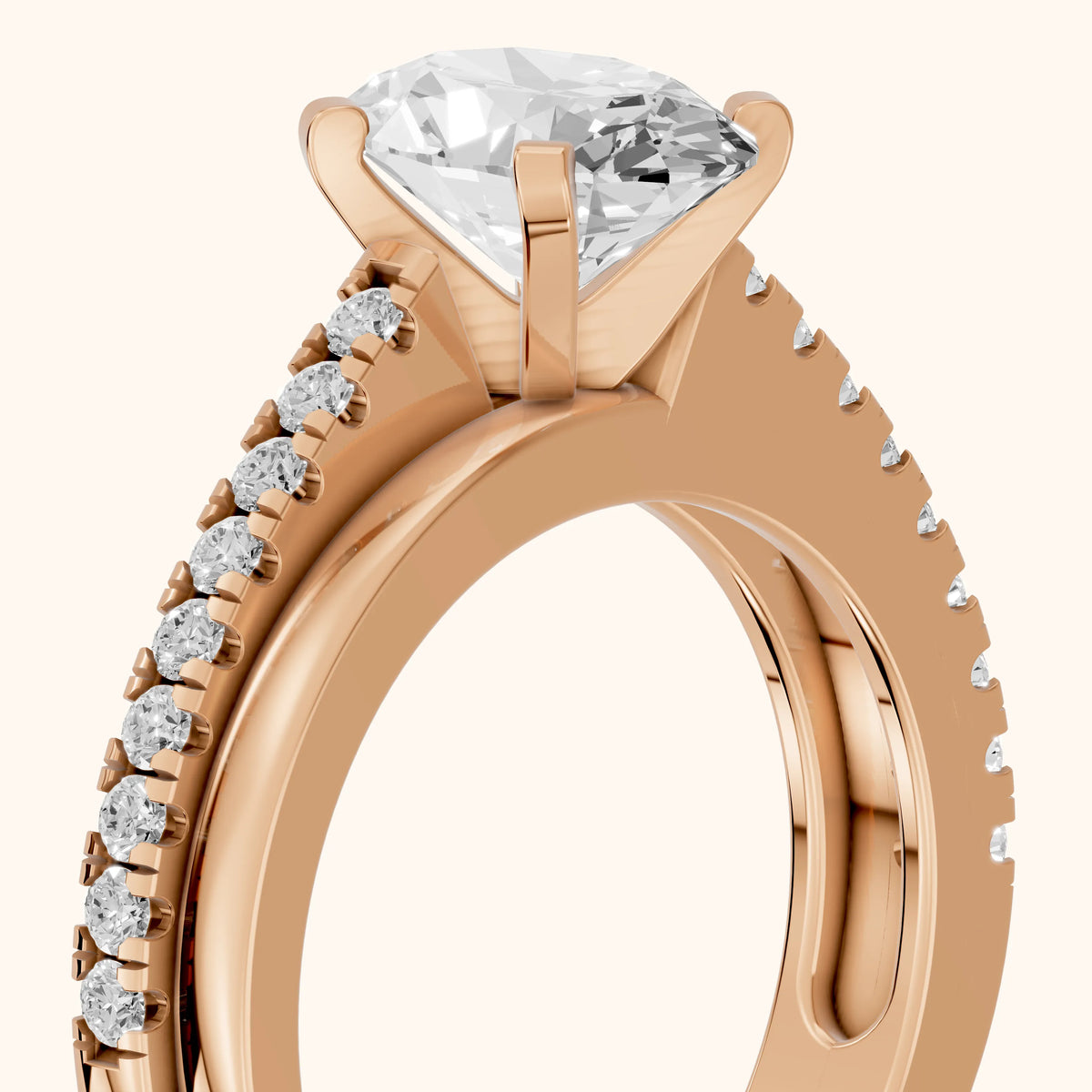 Edith Criss Cross Pavé Oval Diamond Engagement Ring in Rose Gold - slant-view.webp