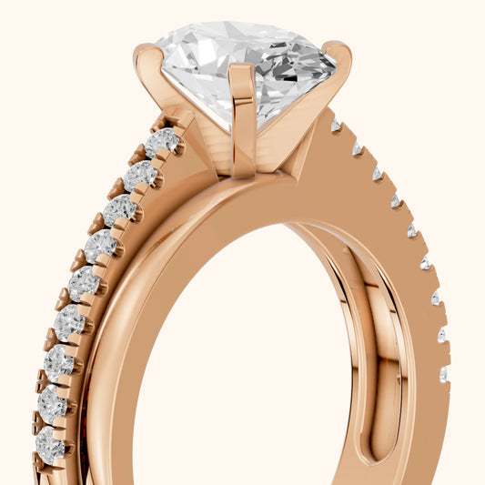 Edith Criss Cross Pavé Oval Diamond Engagement Ring in Rose Gold - slant-view.webp
