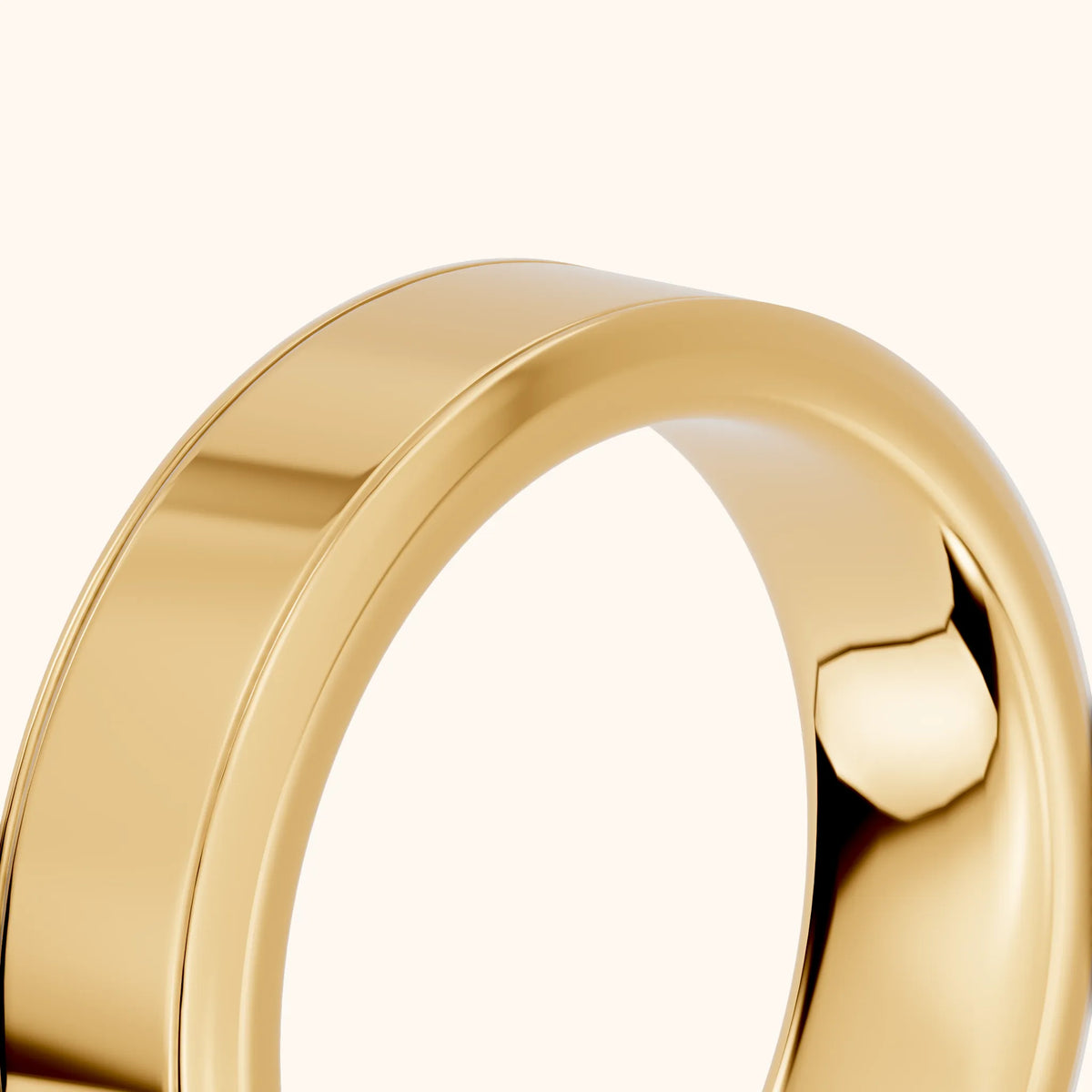 Anika Flat Beveled Wedding Band in Yellow Gold - slant-view